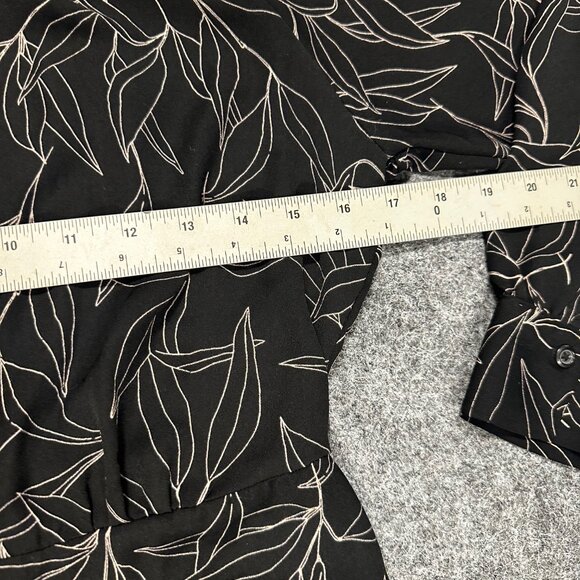 A New Day Womens Black Lilac Floral Print Midi Dress Medium Long Sleeve Elegant - Picture 8 of 11